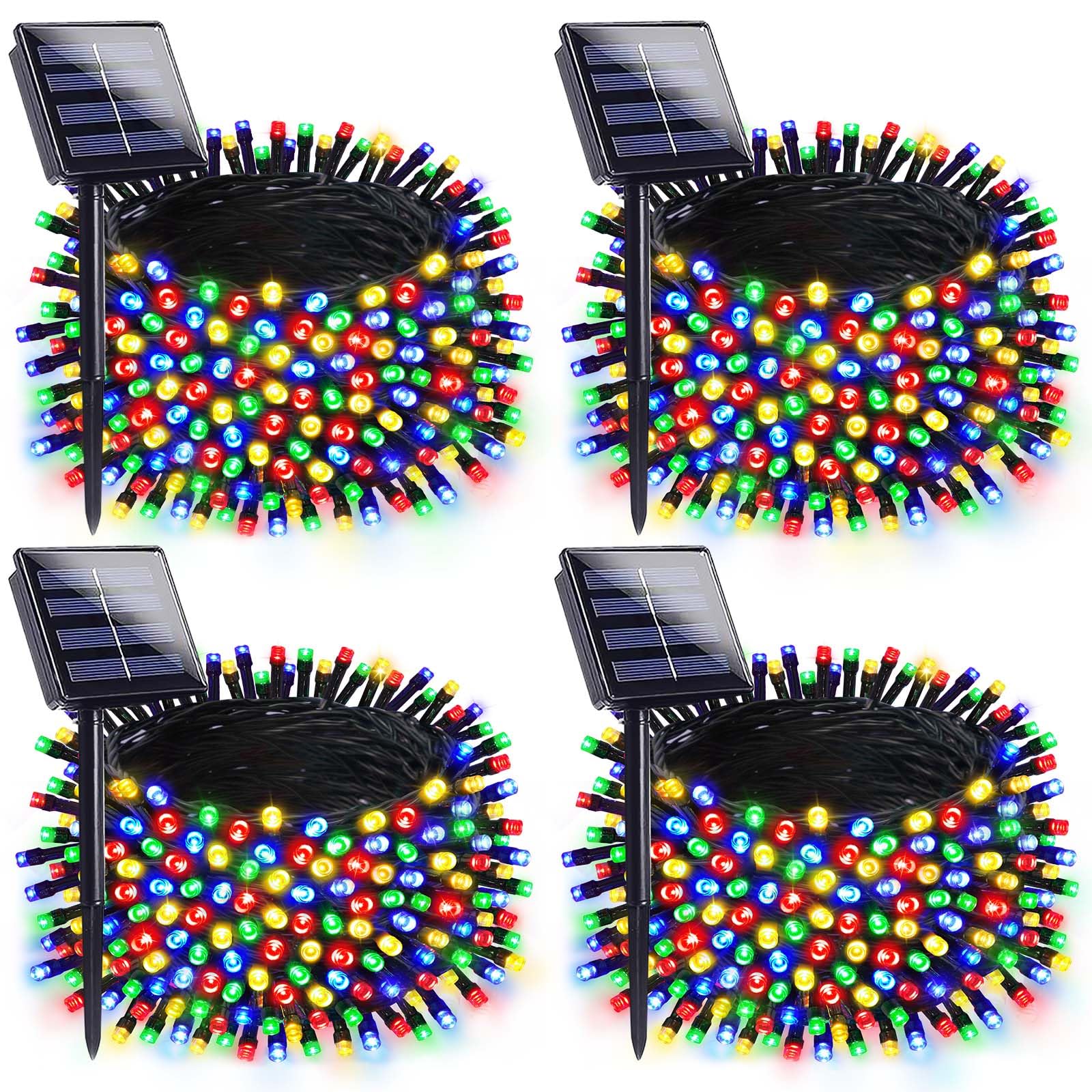 Solar-Weihnachtslichterkette für den Außenbereich, wasserdicht, superhell, 320 LEDs, Solar-Lichterkette mit 8 Beleuchtungsmodi, grüner Draht, funkelnder Baumlicht für draußen