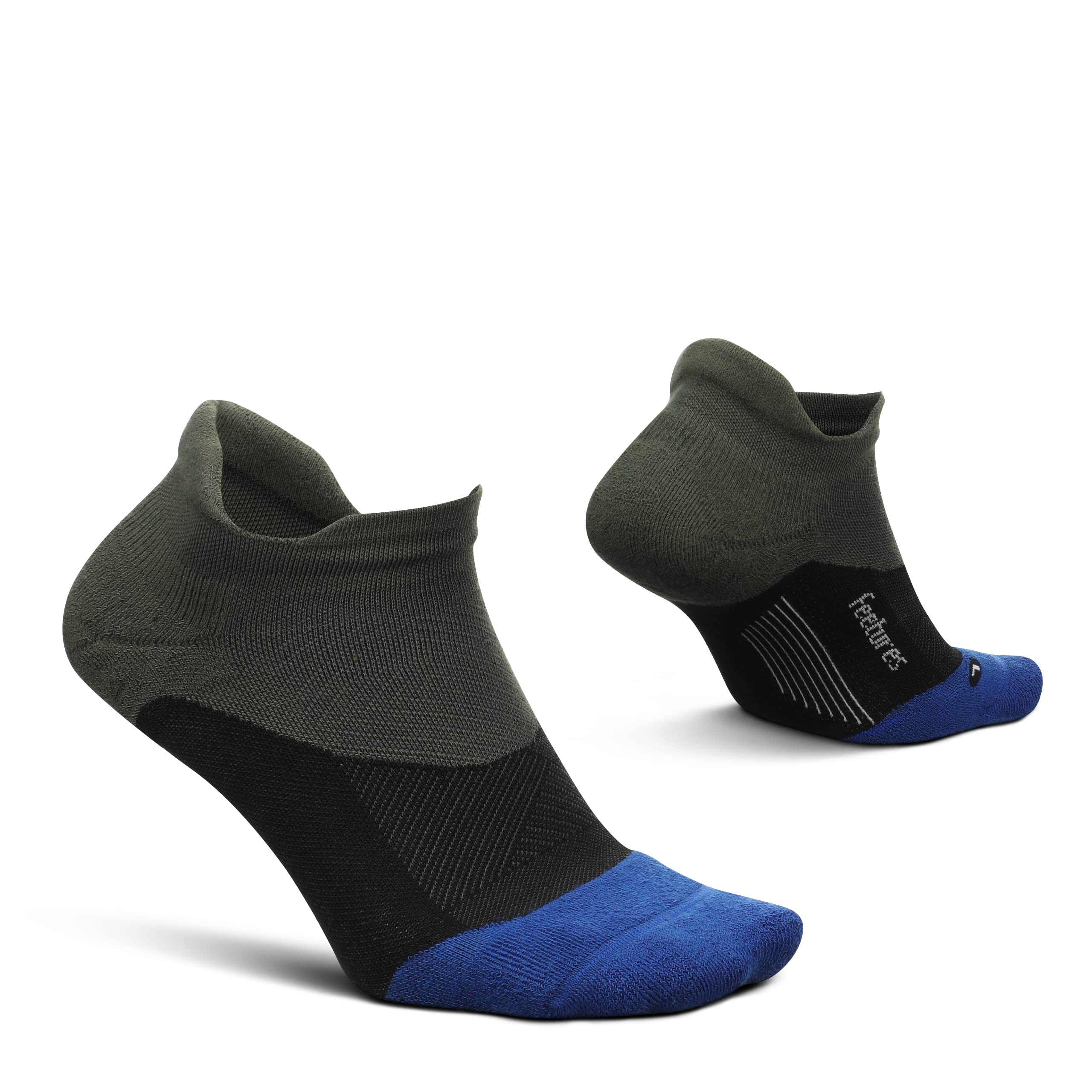 FeeturesElite Max Cushion No Show Tab Running Socks, Moss Green - Medium