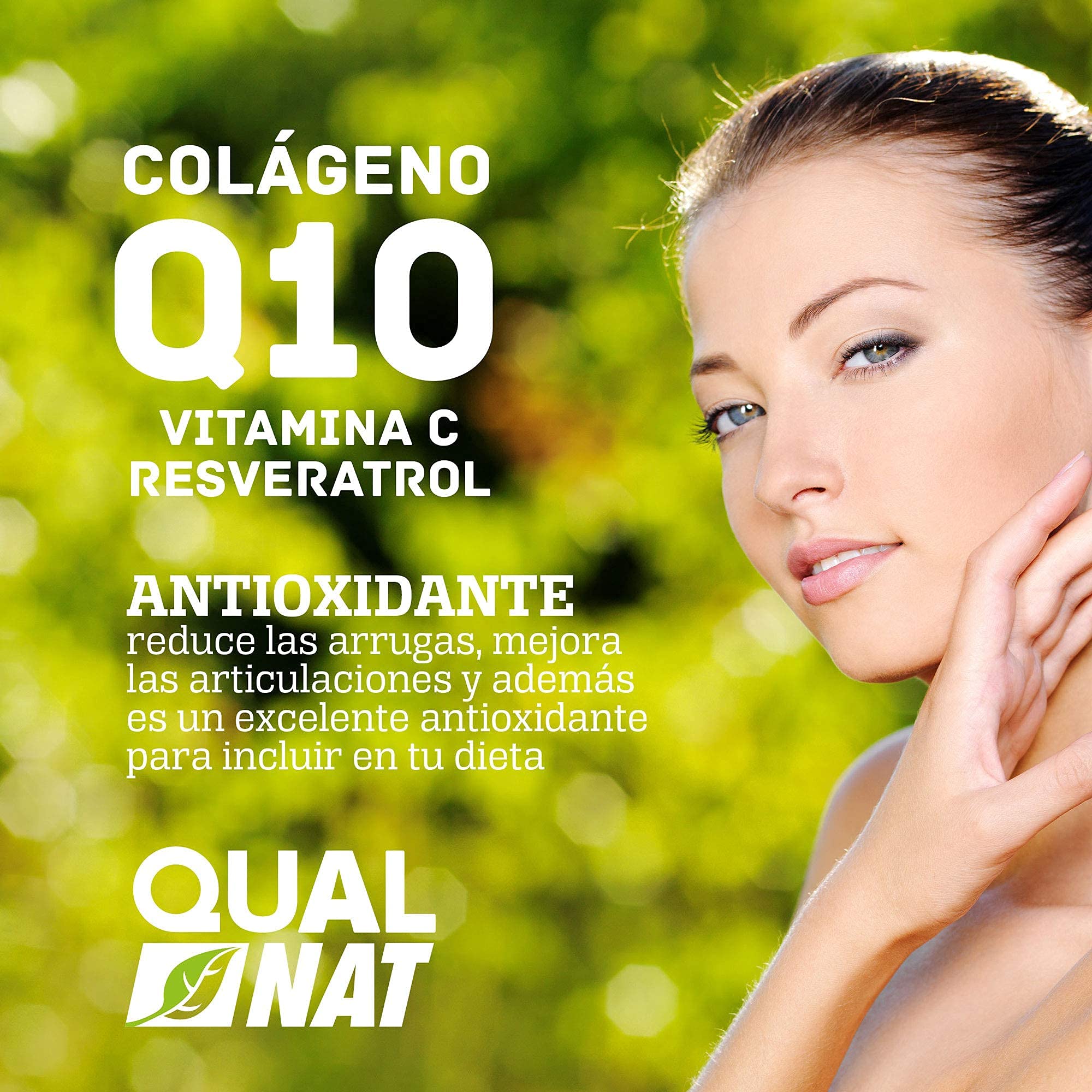 Coenzima Q10 con Resveratrol, Vitamina C, Colágeno y Ácido Hialurónico | Ayuda a Fortalecer Piel, Huesos y Articulaciones - Antioxidante - 180 Cápsulas- QUALNAT