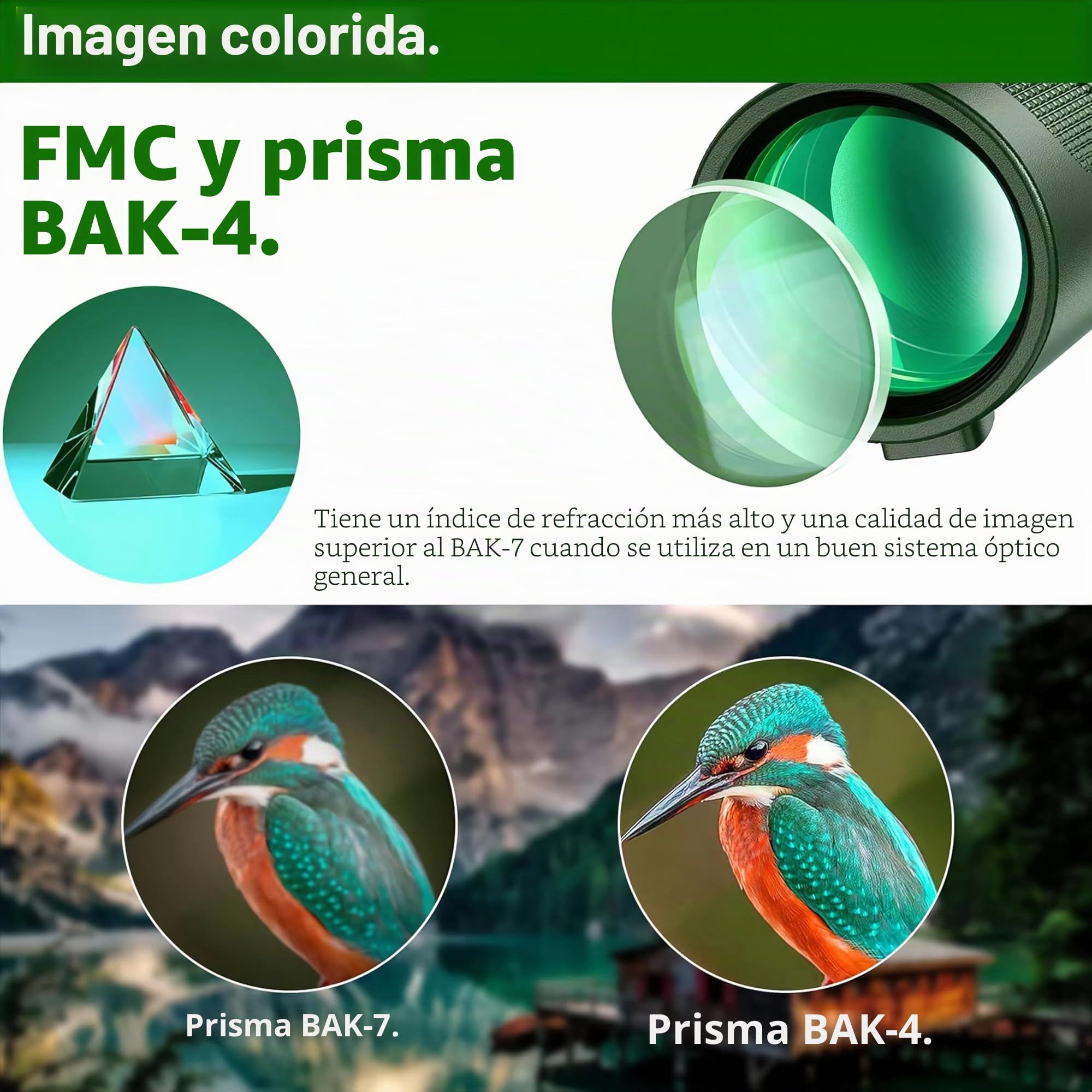 Monocular 12 x 50, Telescopio Monocular, Telescopio Monoculares de Largo Alcance, BAK4 Prisma y Lente FMC,monocular, para observación de Aves, Caza, Viajes, conciertos