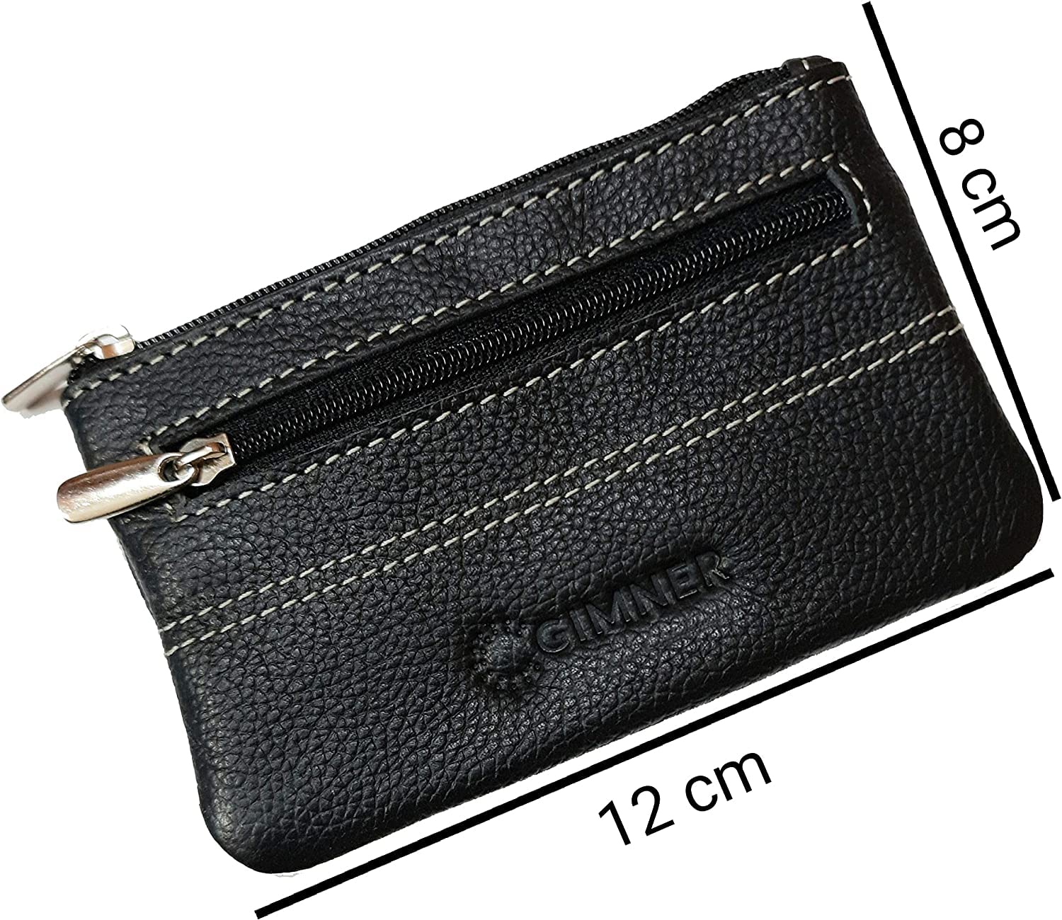 GIMNER Genuine Leather Coin Purse/Coin Pouch with 2 Key Holding Chain Custom Upper for Women (Set of 1 Color Black) (Black) 2