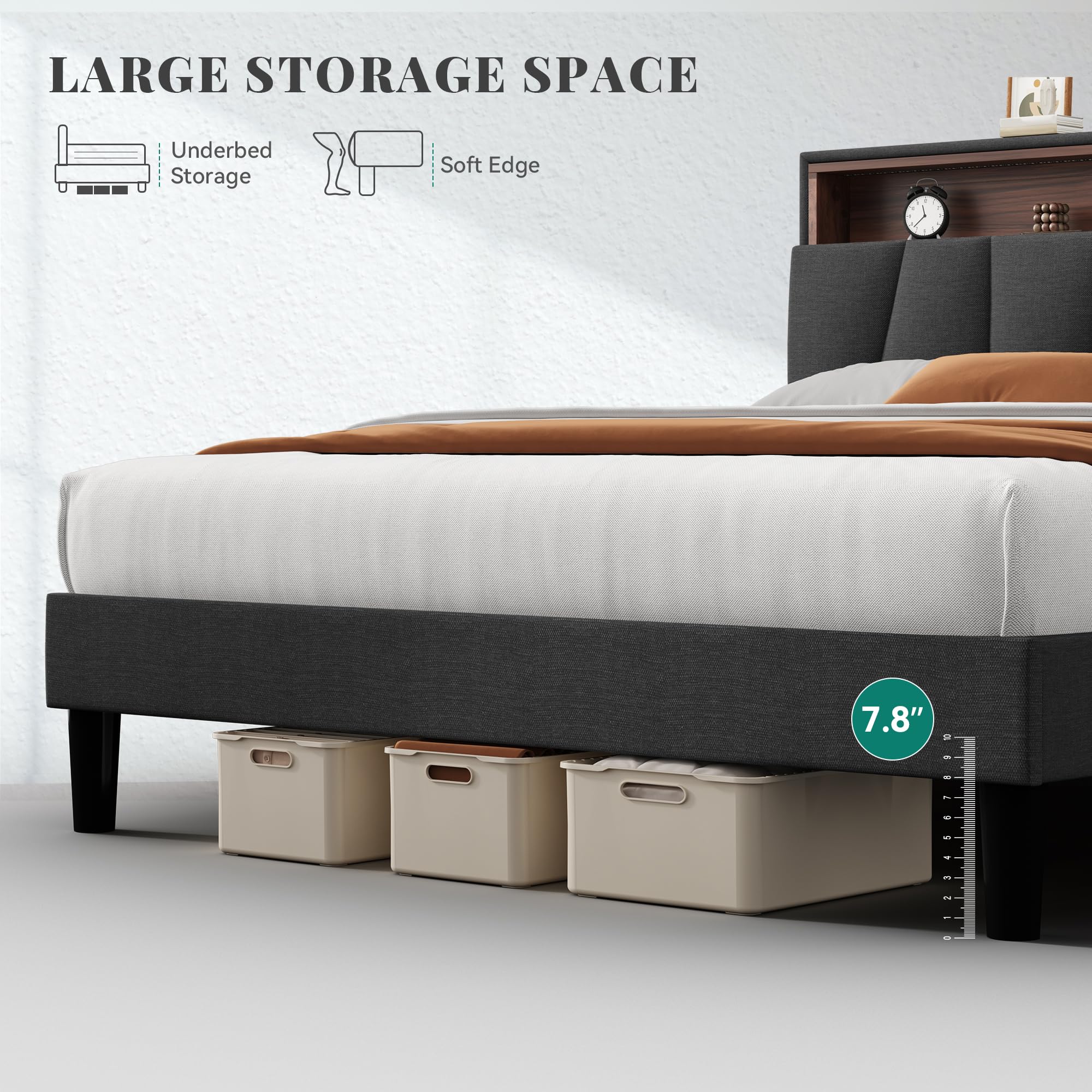 Amazon｜YITAHOME クイーンサイズ ベッドフレーム LEDベッド