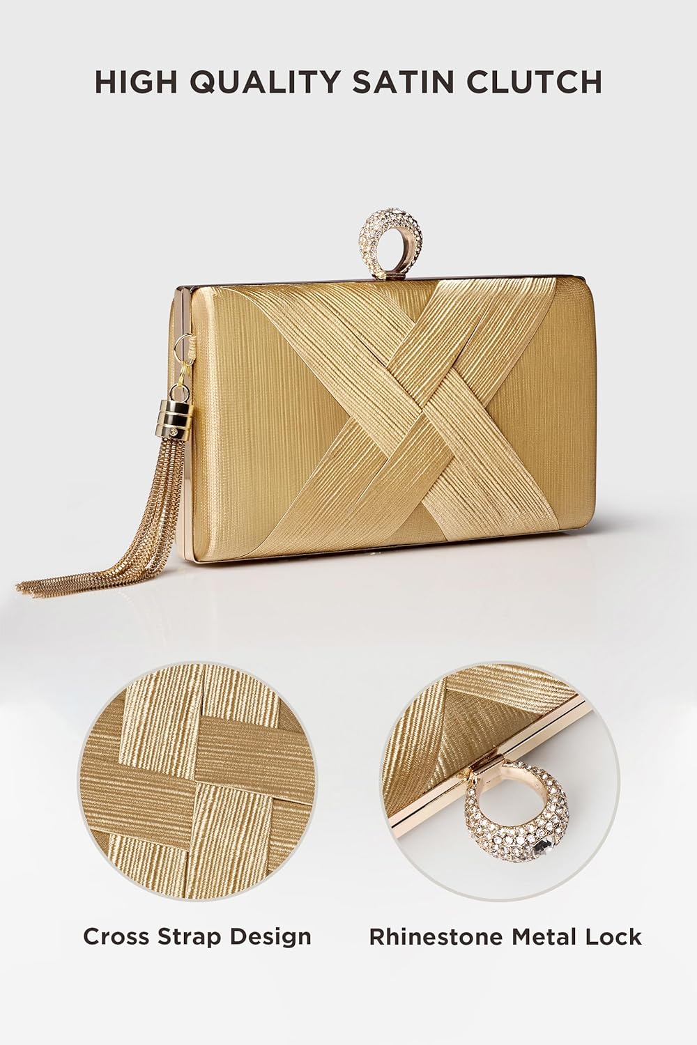 BABEYOND Clutch Purses for Women - Evening Bag Tassel Pendant Clutch for Bride Party Prom Wedding - Image 3