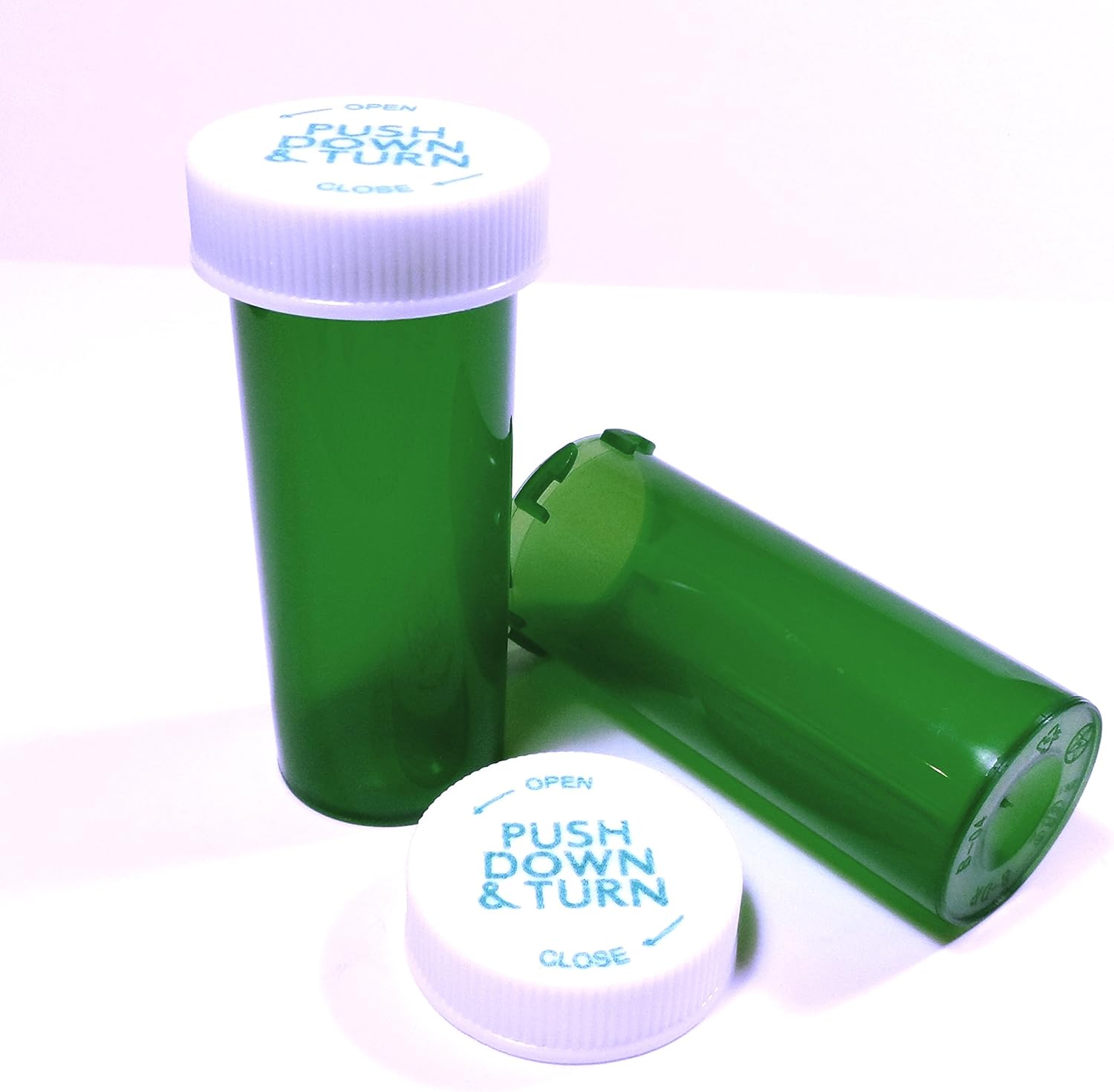 Plastic Prescription Green RX Vials/Bottles 410 Pack w/Caps 8 Dram Size Pharmaceutical Grade