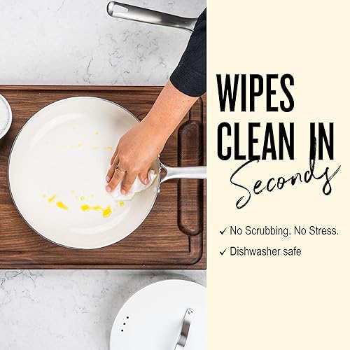 Miniatura 6 de Alva Mobi - Juego de utensilios de cocina antiadherentes de cerámica de 8 piezas, ollas y sartenes sin tóxicos con tapa, aptos para inducción y