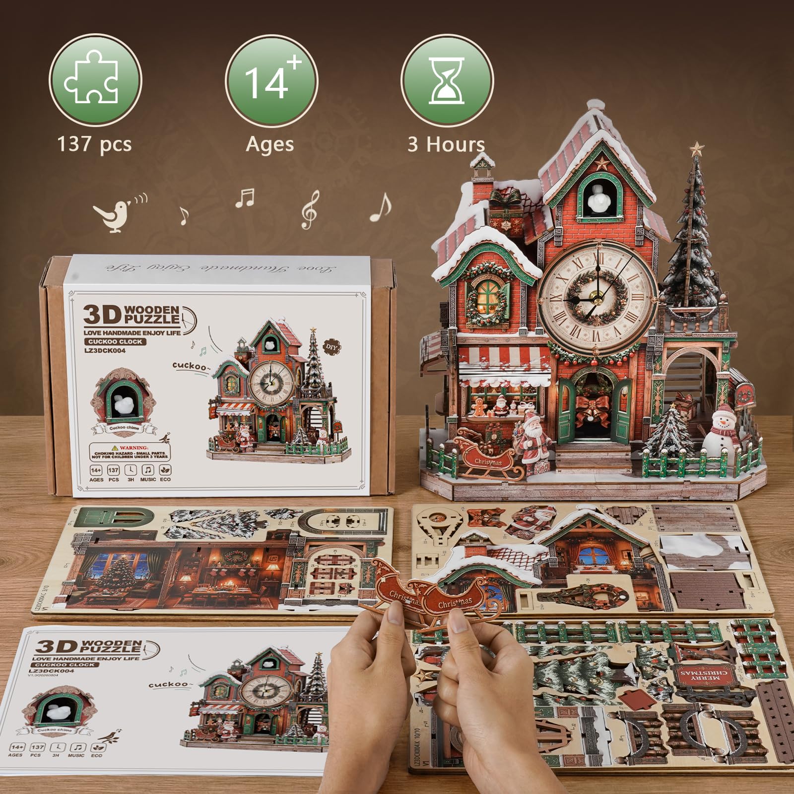 WOODBESTS Puzzle 3D in legno per adulti, kit modello case villaggio di
