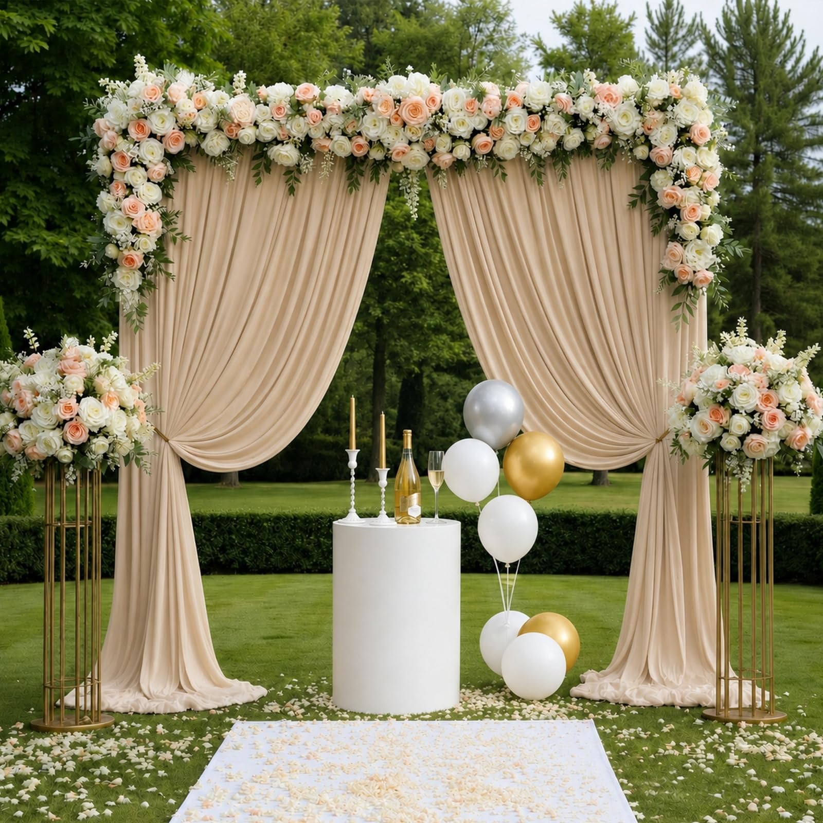 2 tende per sfondo, 150 x 300 cm, in poliestere, senza pieghe, per battesimo, matrimonio, compleanno, laurea, scuola, feste