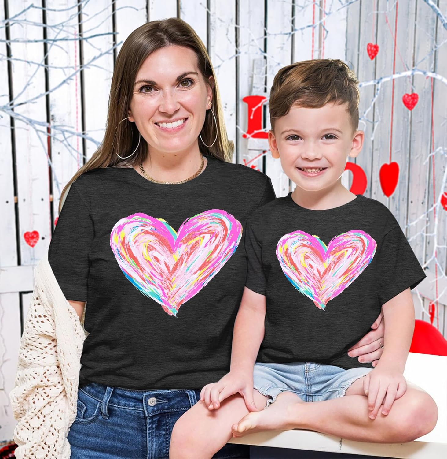 Mommy and Me Valentines Day Outfits: Valentines Day Shirt Women Love Heart Mom and Baby Matching Outfits - Image 3
