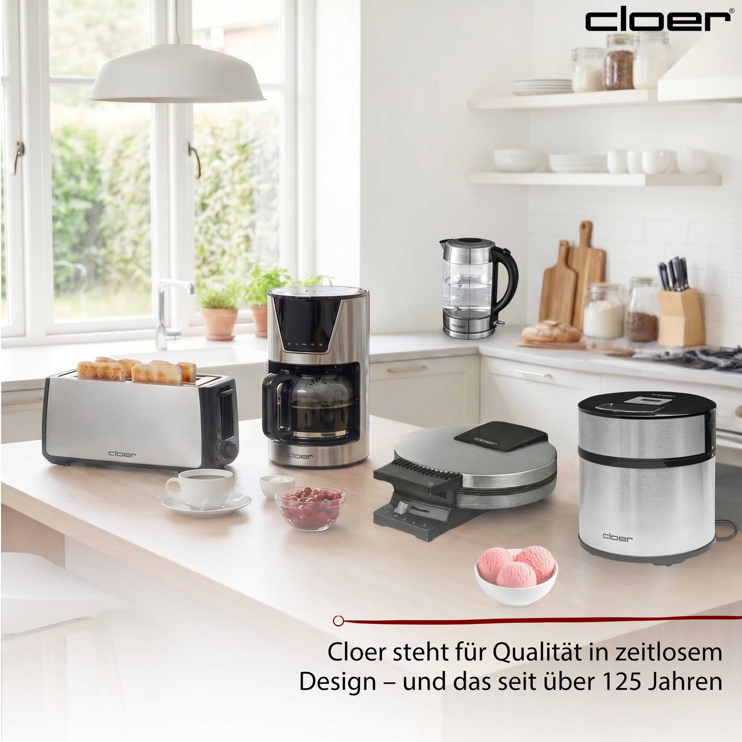 Cloer 9959 Eismaschine für 1,5 Liter Eis Creme, Frozen Joghurt und Sorbet