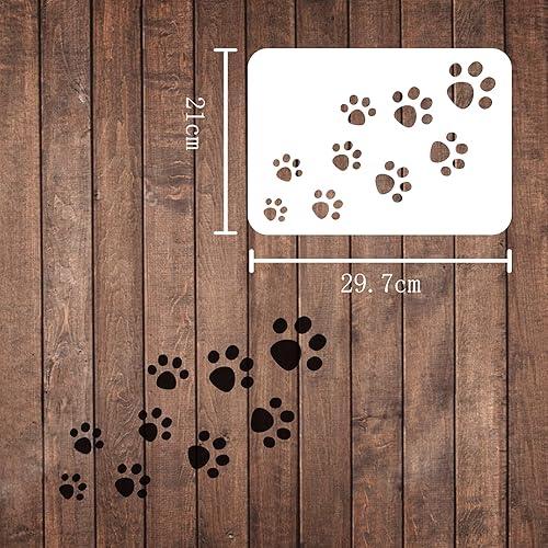 Miniatura 2 de FINGERINSPIRE Plantillas de huellas de animales, plantillas reutilizables de plástico de 11.6 x 8.3 pulgadas para pintar en madera, piso, pared y