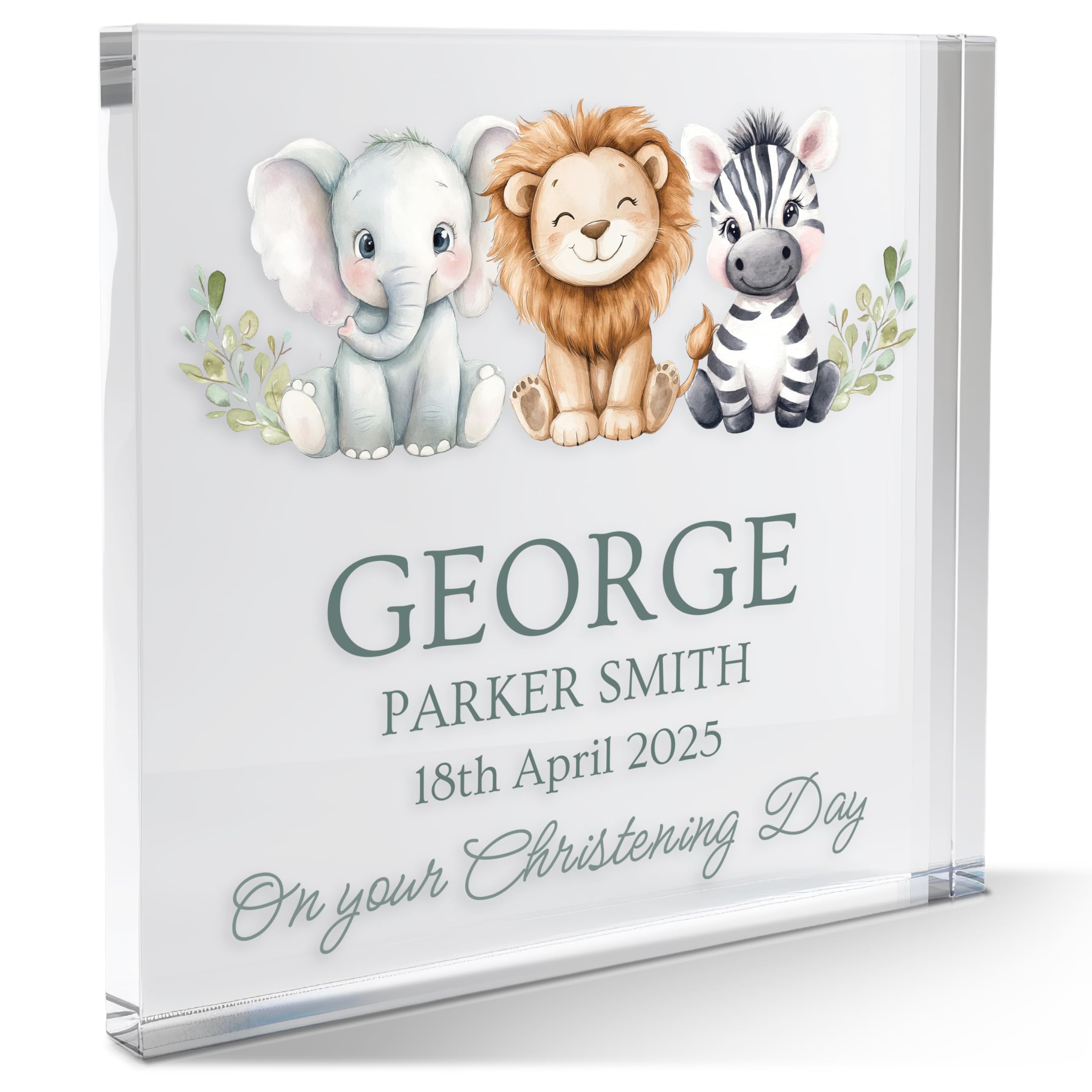 Primary Teaching Services Ltd Transparent 1 Personalised Customised New Baby/Child's Room Acrylic Freestanding Block Or Coaster As Gift Present Christmas 100Mm X 100Mm Pts Personalised
