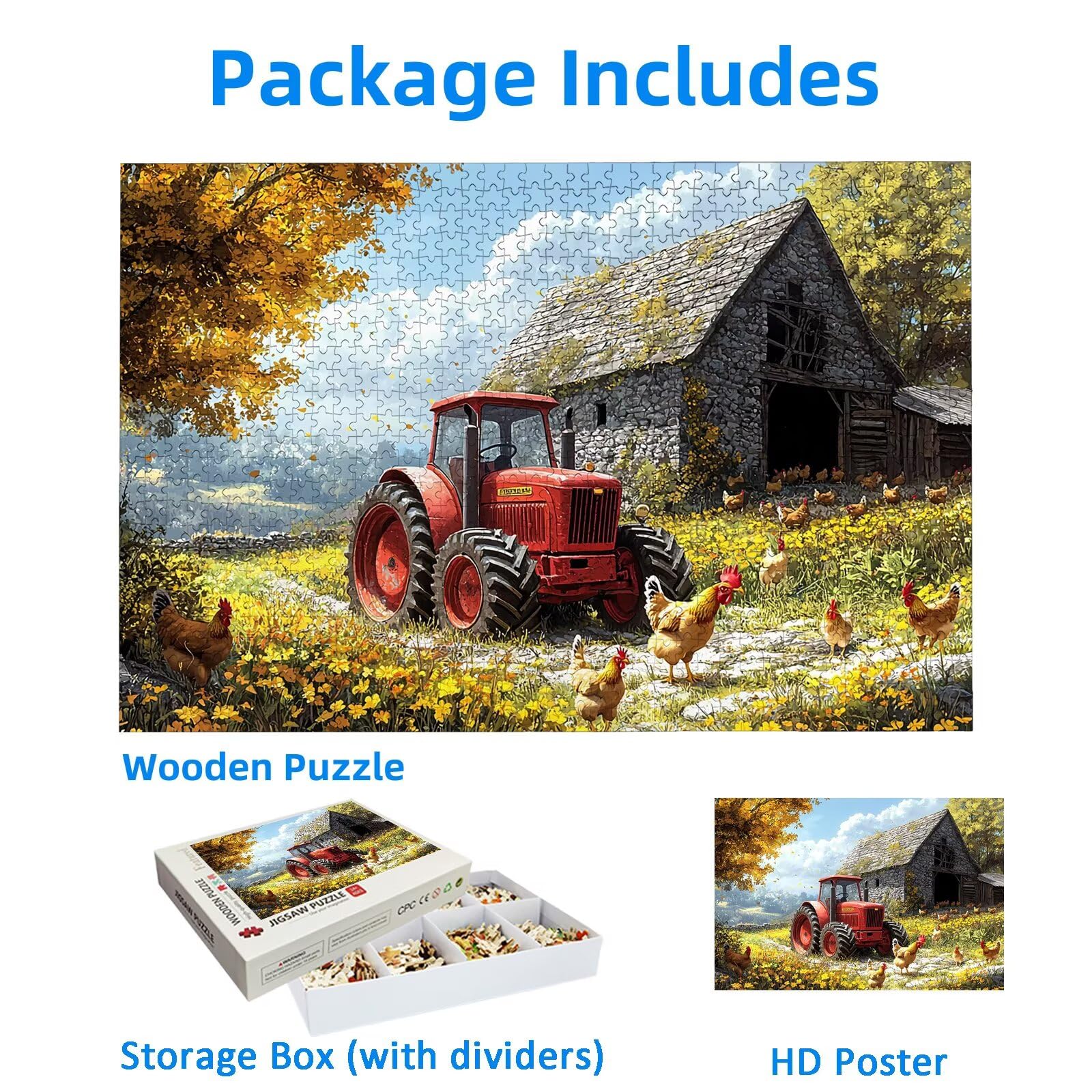 Puzzle 1500 Pezzi per Adulti, Puzzle Trattore1500 Pezzi Arte per Adulti e Ragazzi, Misura: 87x57 cm, Puzzles Azienda Agricola in Legno Impegnativi, Puzzles per Idea Regalo Donna, Decorazioni, -2076