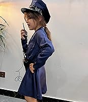 Vista 5 de Disfraz de oficial de policía para niños, color azul marino, disfraz de policía para niñas, día de carrer, disfraz de policía, regalos de Halloween