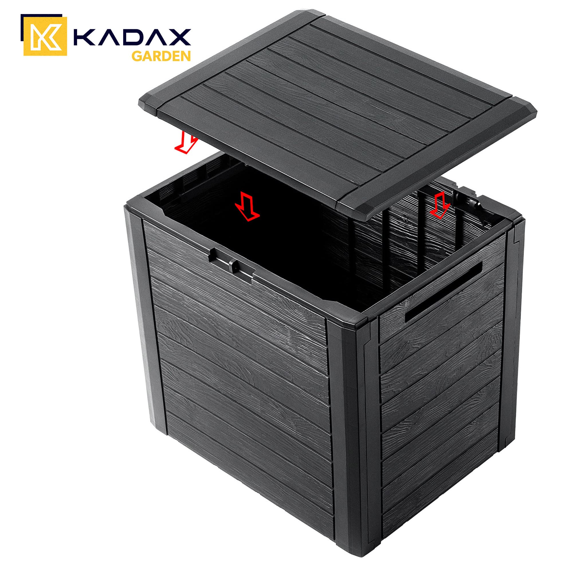 KADAX Cassapanca da giardino 140L plastica per cuscini giocattoli coprisedili
