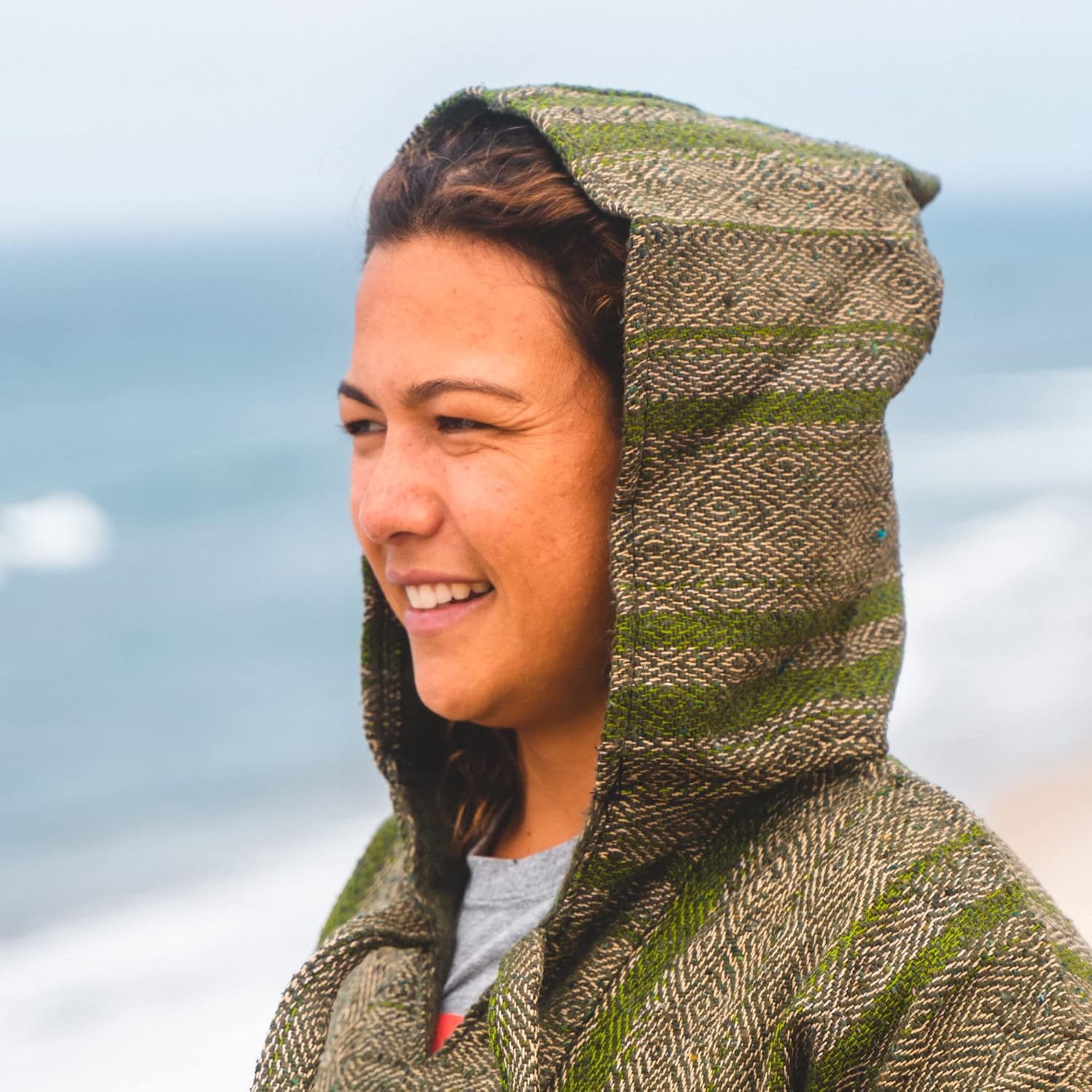 Authentic Baja Hoodie - Drug Rug - Mexican Poncho - Green - Image 6