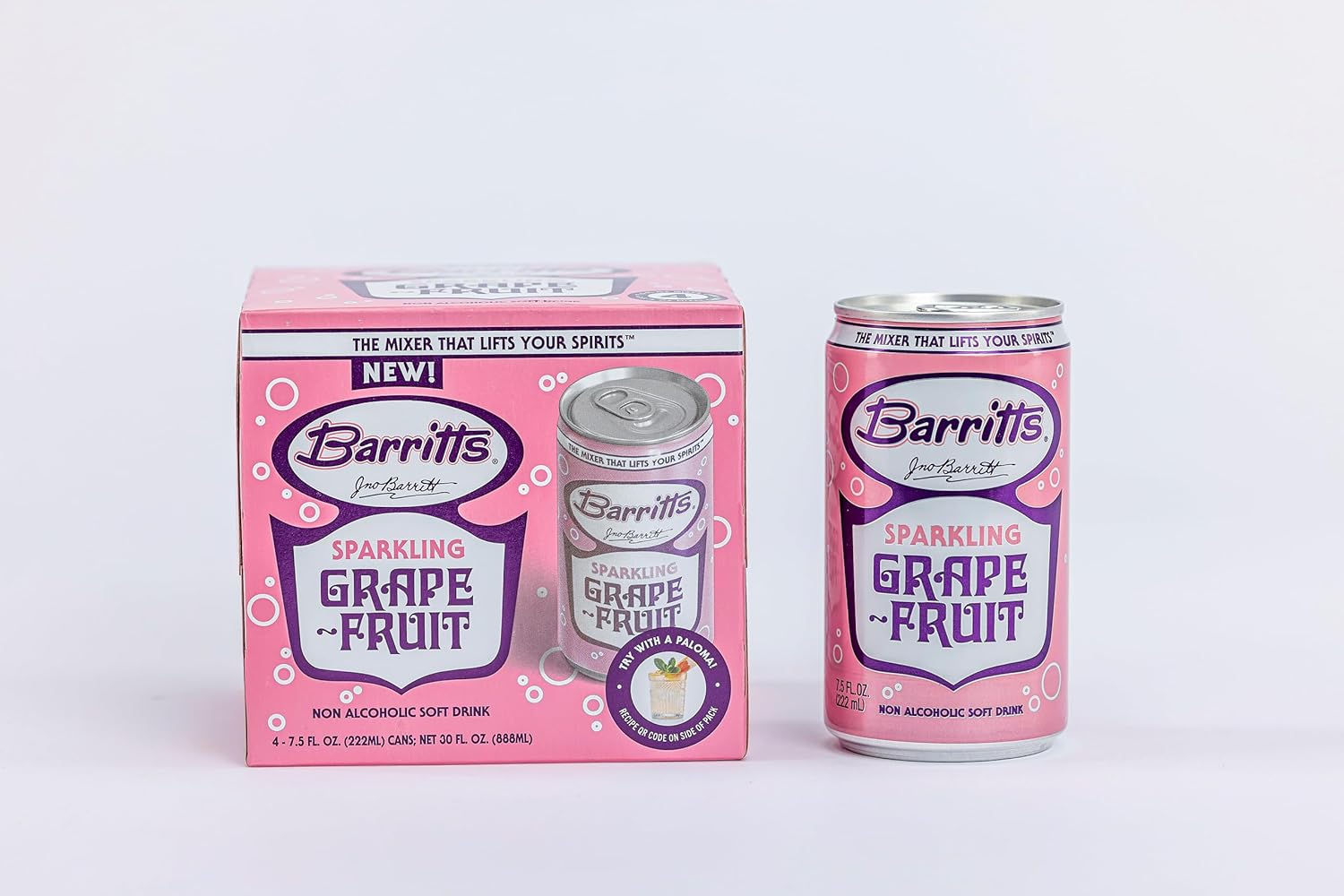 Barritt's Mixers - Sparkling Grapefruit Soda, Non-Alcoholic Soda Cocktail Mixer, 7.5 fl oz Cans, 24 Pack, Mini