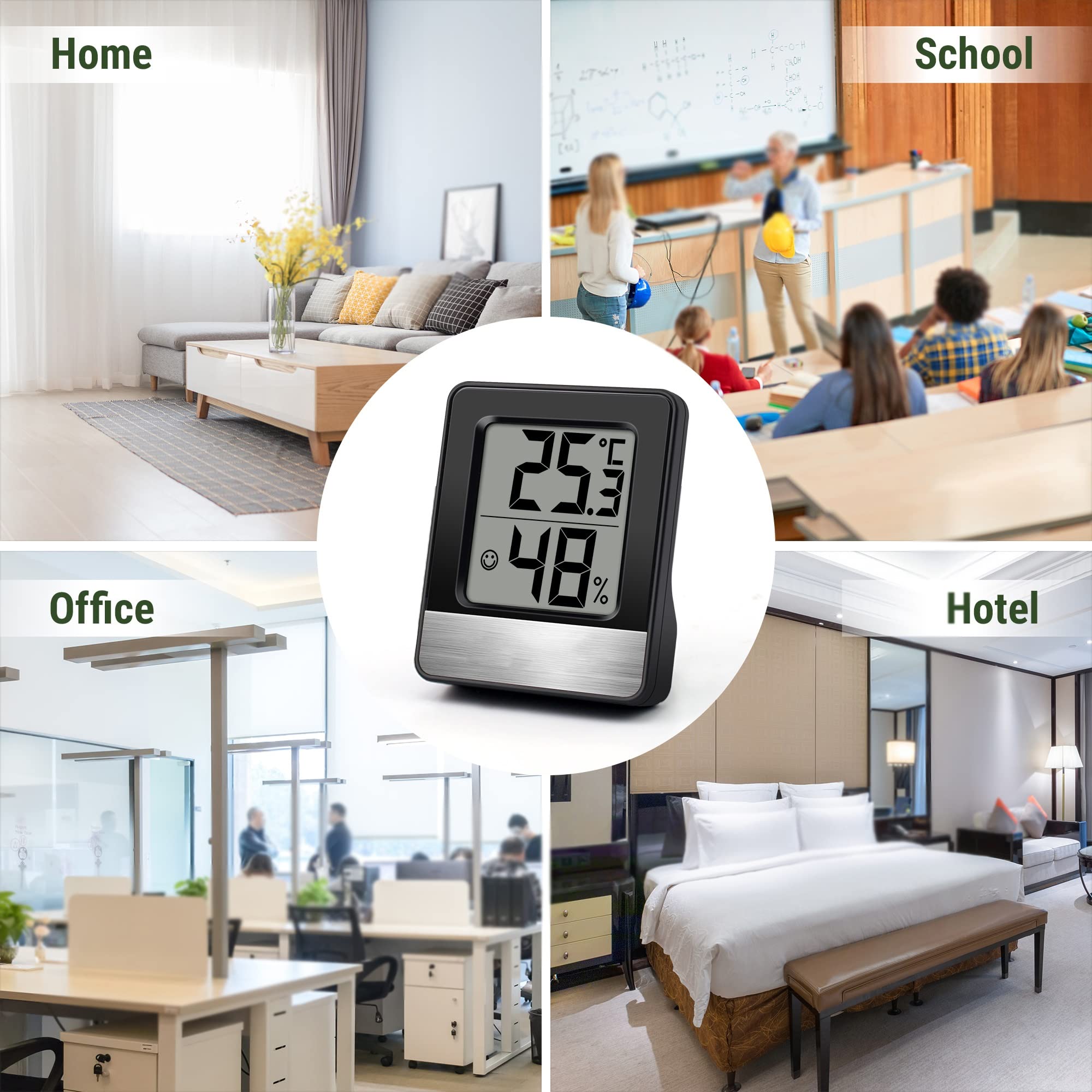 JFDBGU Mini Size Digital Indoor Household Weather Station Thermometer Hygrometer With Two Colors(A)