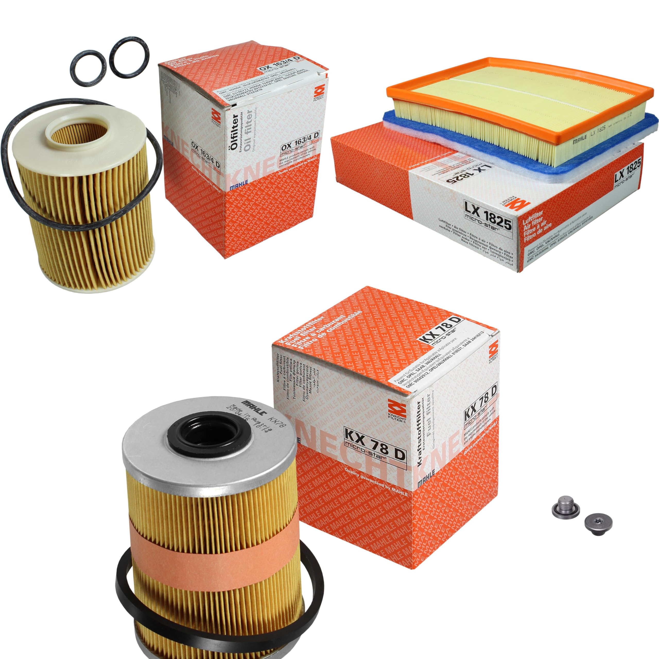 Paquete de inspección Kit de mantenimiento con filtro de aceite OX 163/4D, filtro de aire LX 1825, filtro de combustible KX 78D, tornillo de cierre
