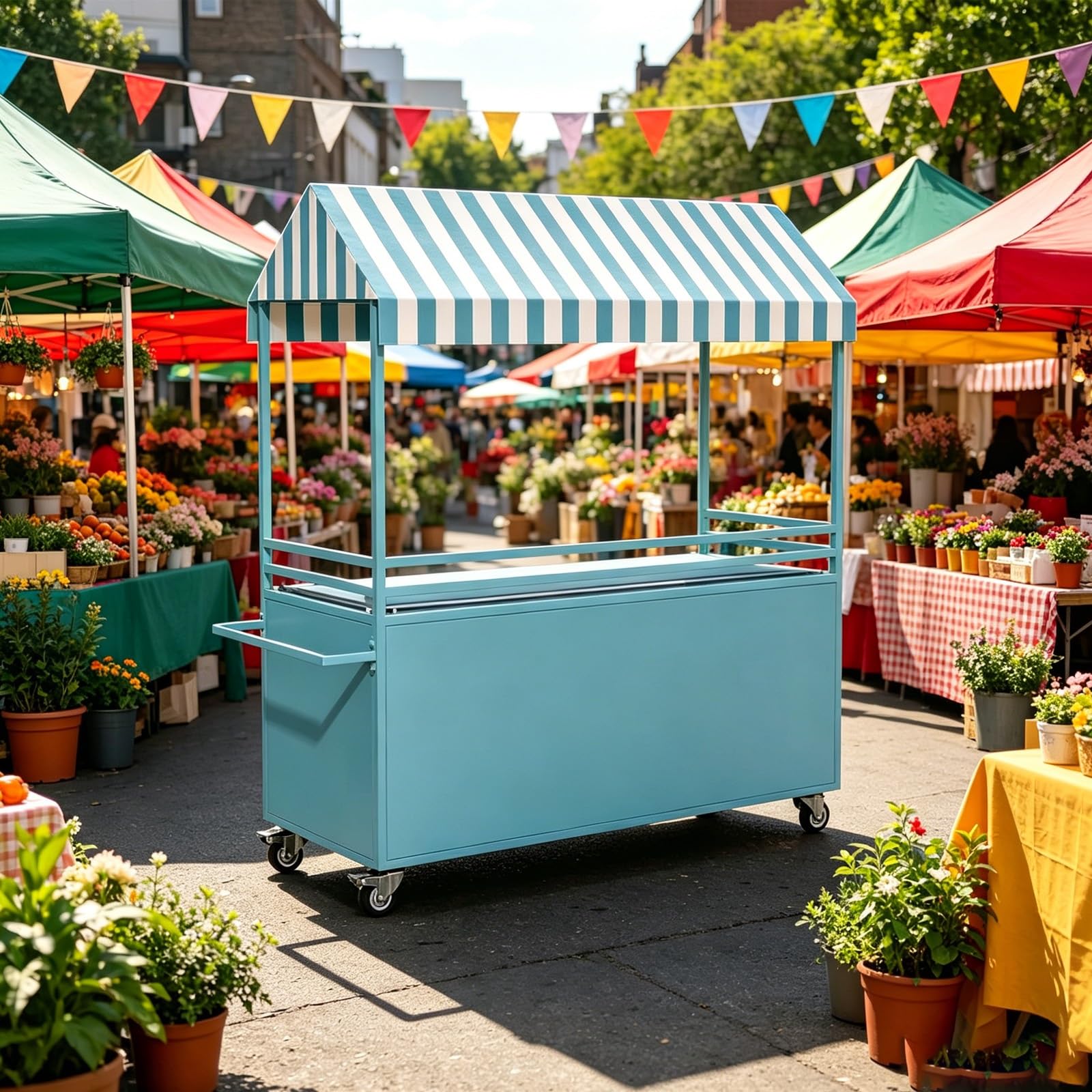Mobile Vendor Cart with Canopy