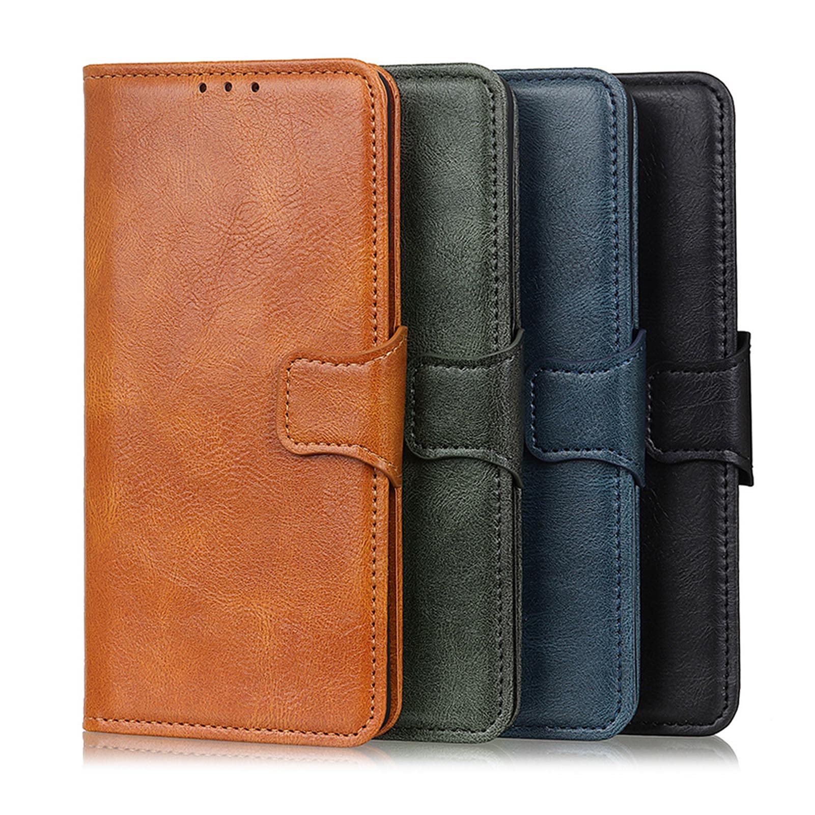 Etui portfelowe na telefon komórkowy Samsung Galaxy S22/S22+/S22 Ultra, ochronne skórzane etui z klapką ze skóry premium, magnetyczne etui folio składane dla mężczyzn i kobiet, brązowe, S22+ 6,6"