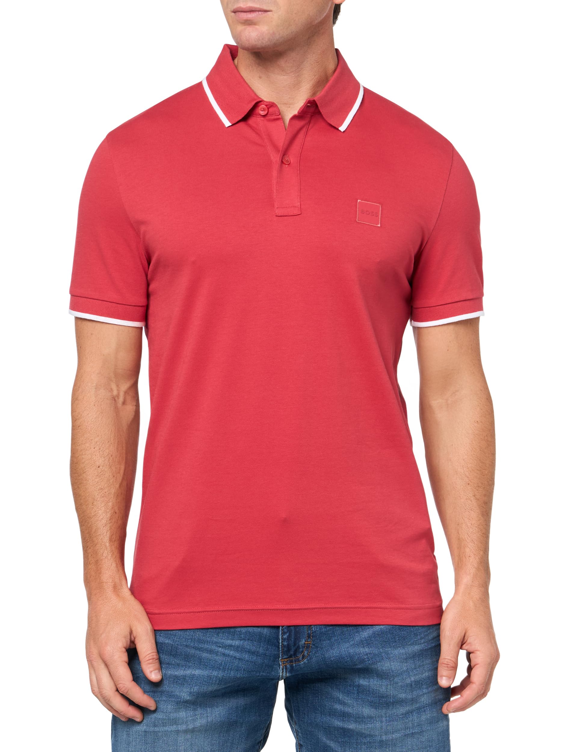BOSS Men's Square Patch Logo Slim Fit Cotton Polo Shirt