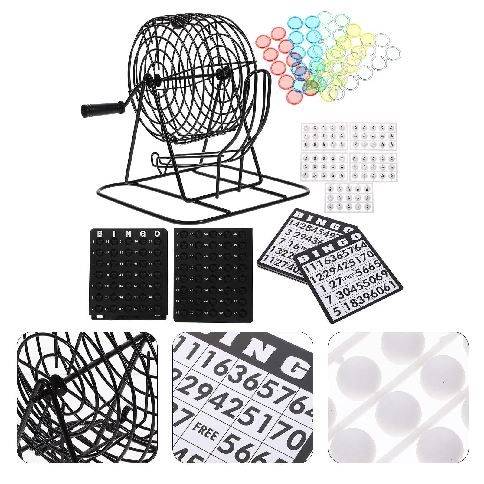 Jeu de Bingo Machine à Loterie Manuelle en Fer Noir, Jeu de Société Excitant et Engageant pour Soirées à Thème et Maisons