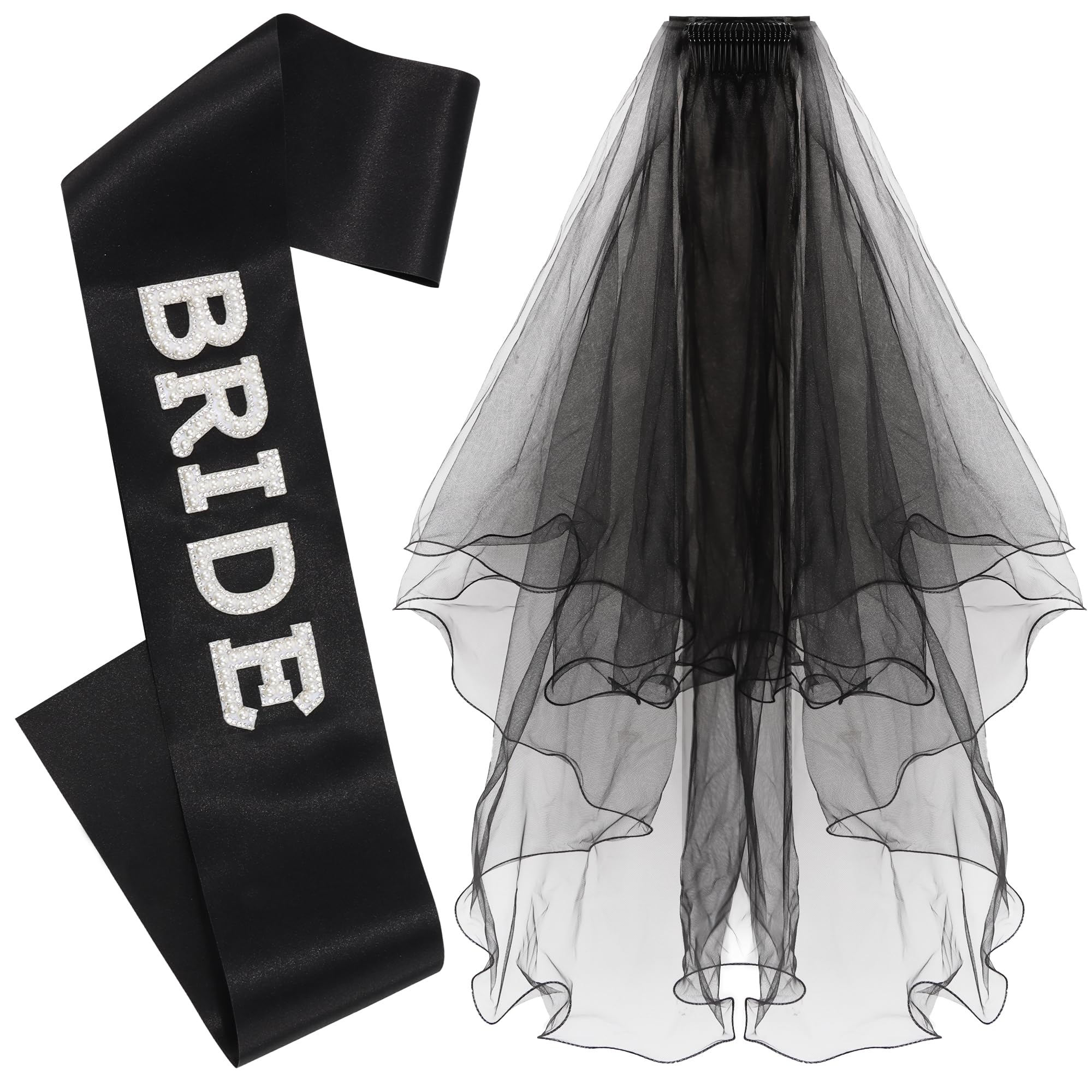 Chanaco Bride to Be Sash Bachelorette Party Accessories Wedding Decorations Bridal Shower Favors Engagement Decorations (Black)