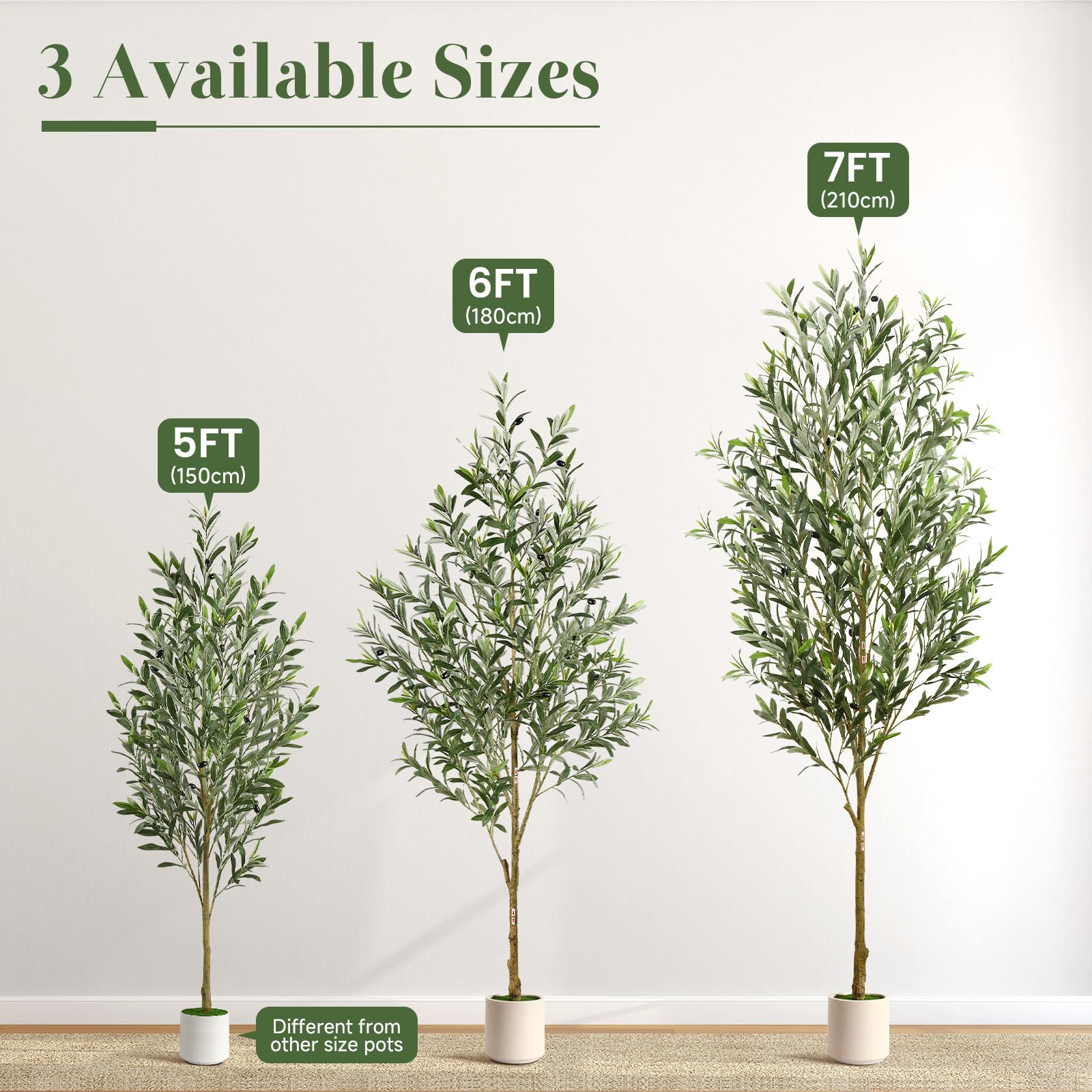 Alupssuc Olivo Artificial 180cm, Plantas Artificiales Decorativas, Olivo Artificial Grande de Interior y Exterior Decoración para Hogar, Oficina, Casa, Balcón, Dormitorio