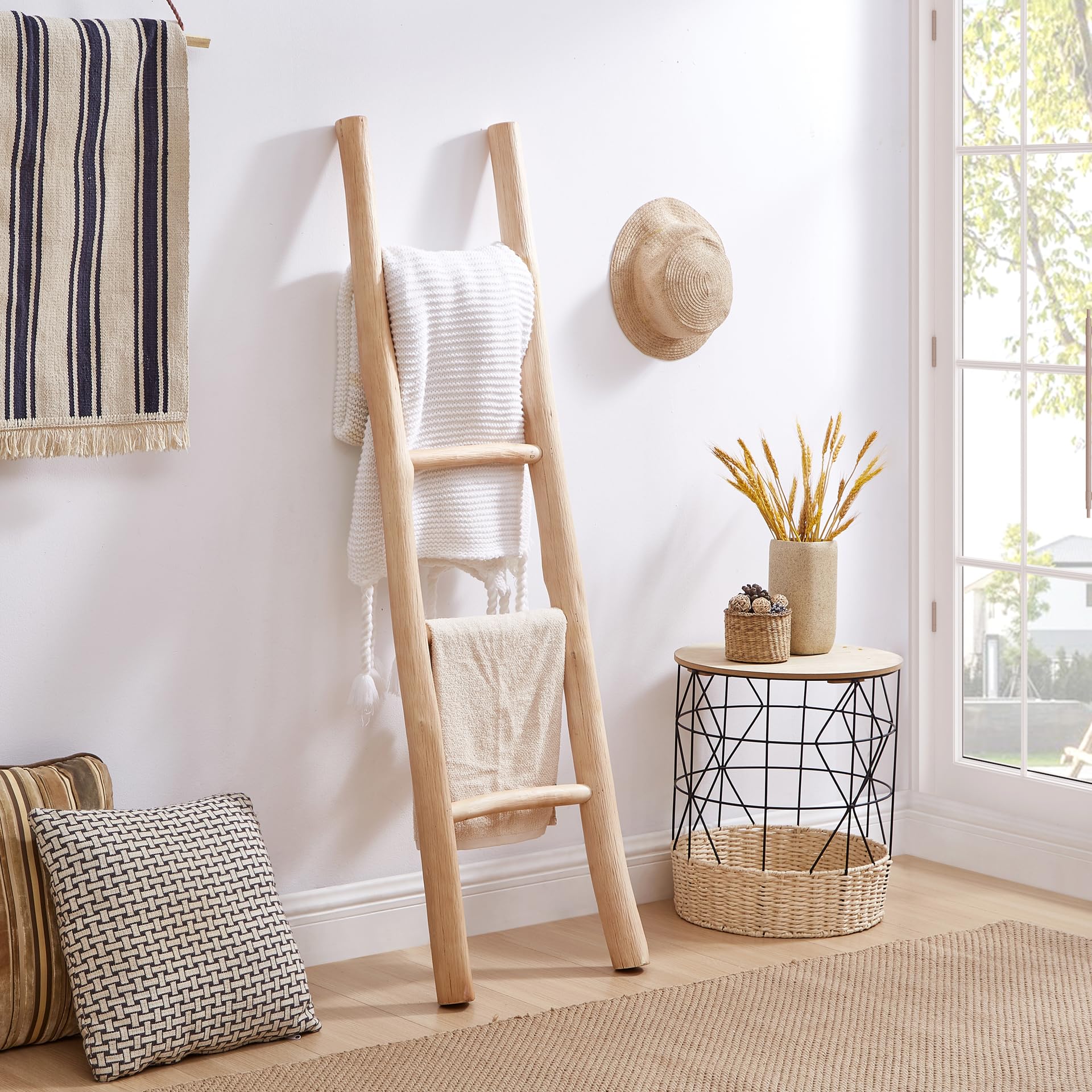 Blanket Ladder For Living Room And Bedroom, 6-Tier Wall Leaning