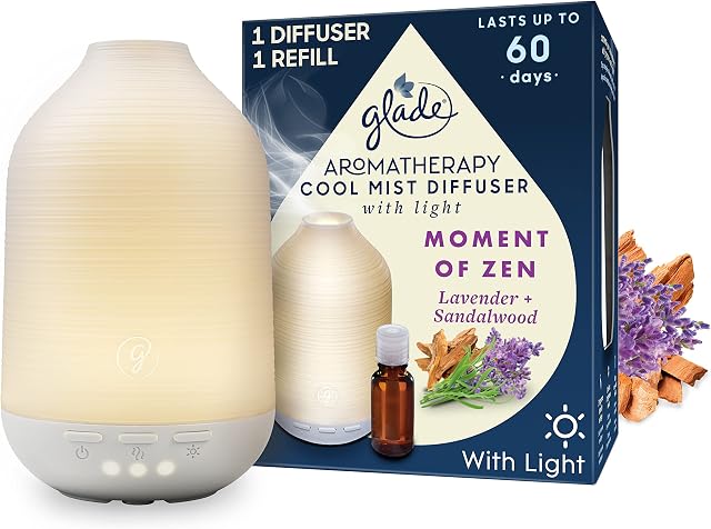 Glade Aromatherapy Cool Mist Diffuser with Light and 1 Refill, 17.4ml