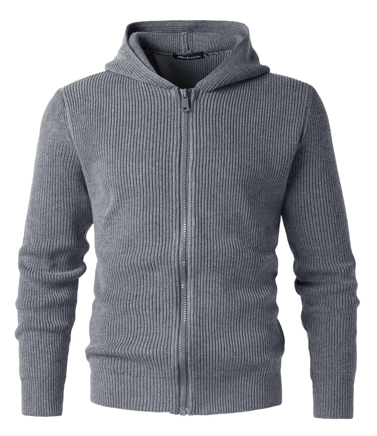 Cárdigan con Capucha para Hombre Chaqueta Cálido de Punto Grueso Cremallera