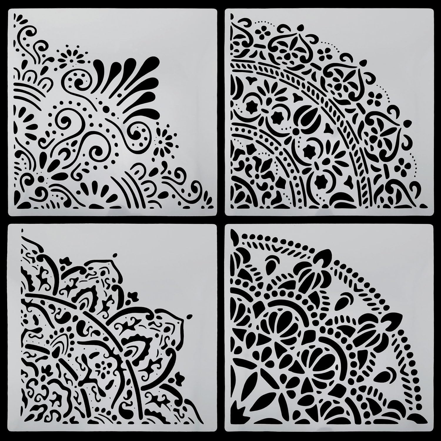XGNG 4PCS PET Material Datura Painting Template Suitable for Mural Art and Decorating Wood/Canvas Bag/Cake