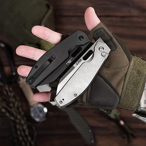 Miniatura 3 de CJRB - Cuchillo EDC de bolsillo Ekko (J1929) con bloqueo de botón, pequeño cuchillo plegable AR-RPM9 hoja de acero y mango de acero inoxidable