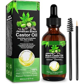 Castor Oil Hair 60 ml Castor Oil 100% Pure Natural Cold-Pressed Castor Oil Organic Castor Oil for Hair Growth Eyebrows Eyelashes Castor Oil in Glass Bottle