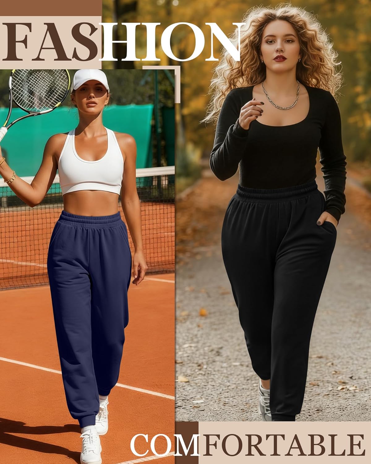 3 Pack Women's Plus Size Yoga Joggers, Comfy High Waisted Lounge Pants Loose Casual Sweatpants Pajama with Pockets - Image 5
