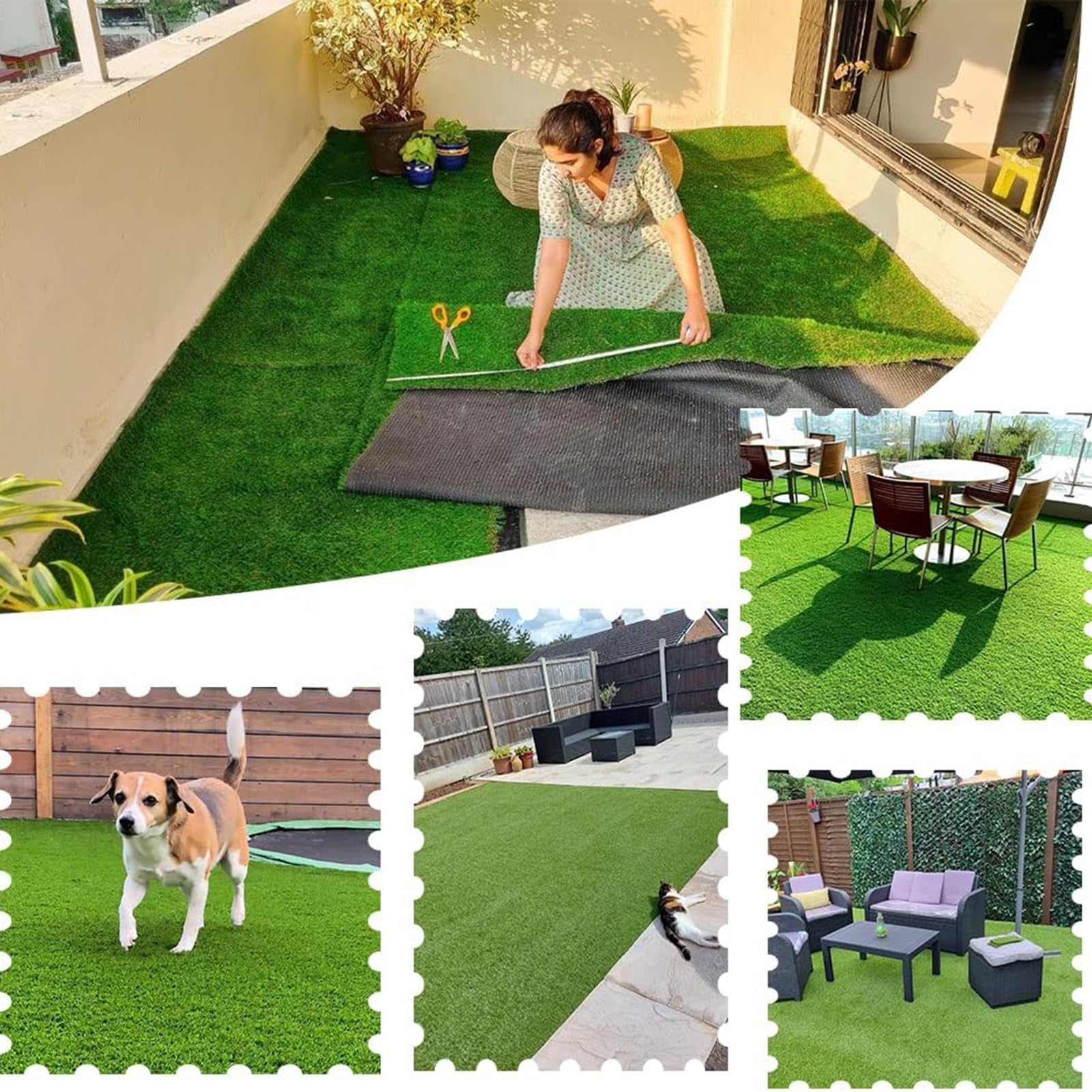 Erba artificiale di alta qualità per patii e giardini; tappeto erboso sintetico spesso 25 mm, durevole e personalizzabile, ideale per paesaggistica, disponibile in misure 1,5 x 5 m / 5 x 9 m