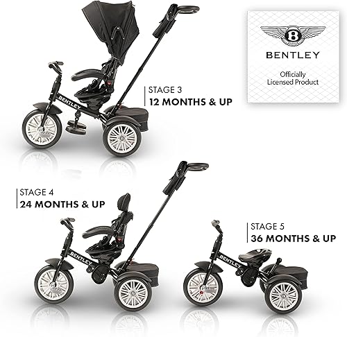 Miniatura 9 de Bentley Trike - Bicicleta todo terreno para niños pequeños 6 en 1, edición limitada Mulliner Gold, con licencia oficial y diseñada por Bentley
