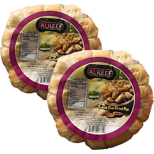 Al'reef Natural Turkish Sun Dried Figs, Premium Quality, 7.1 oz (200g) each. (Pack of 2)