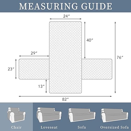 Miniatura 6 de ISSUNTEX Funda de sofá de doble protección 100 % impermeable para sala de estar, protector reversible de muebles para perros, mascotas y niños