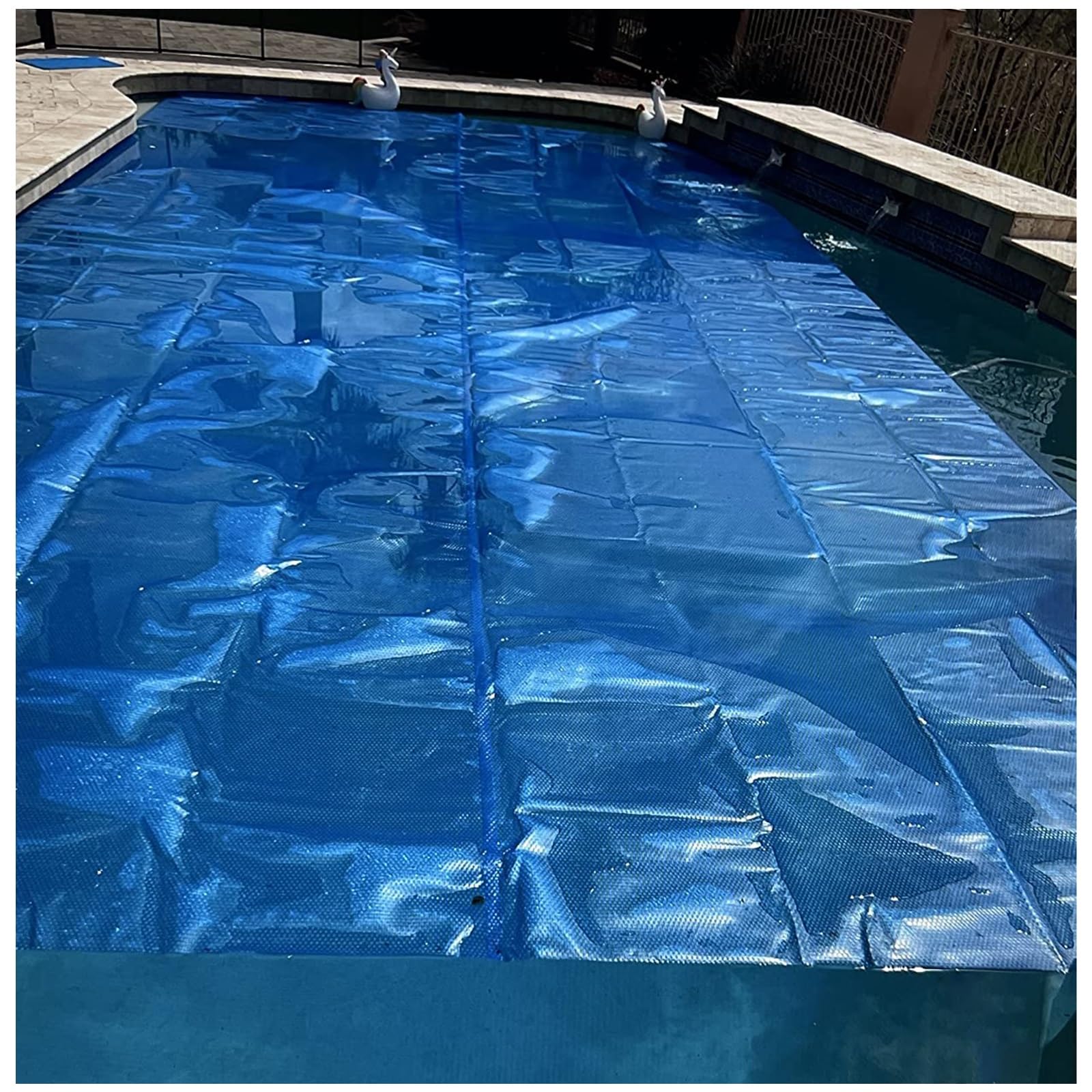 Manta solar de retención de calor para piscinas en el suelo y sobre el suelo, lado burbuja hacia abajo, 400 micras de grosor