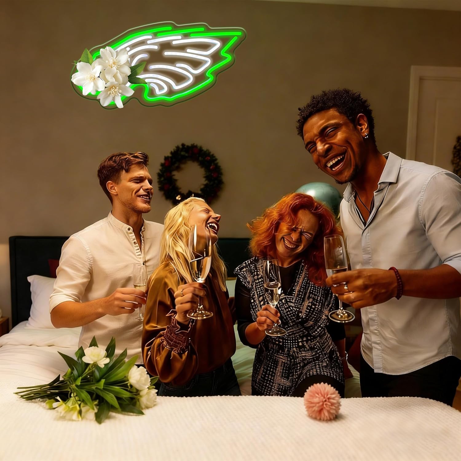 Eagles Neon Signs for Wall Decor, Dimmable Neon Lights for Bar, Dorm Room, Party, Game Room, Christmas Birthday Gift, 14.9x10.4 Inch