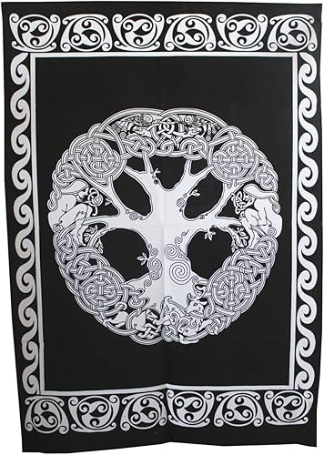 Miniatura 1 de Bhagyashri Fashions Tapiz de mandala india de algodón turquesa árbol de la vida, póster decorativo para colgar en la pared, collage de arte para