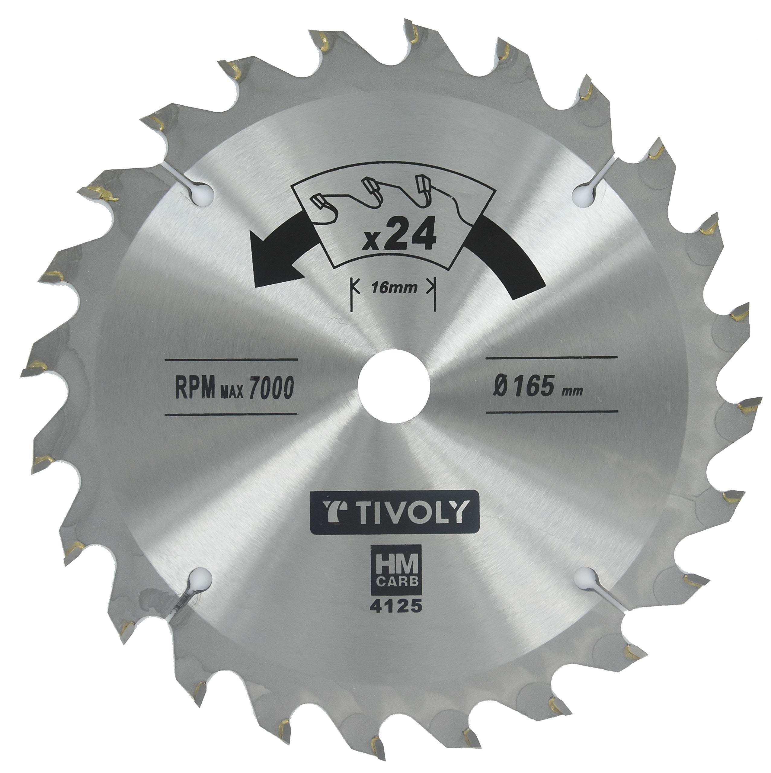 TIVOLY Xt50514004121 Circular Saw Blade Flow Diameter 125 mm, Bore 20 mm 20 Teeth Carbide, Reducing Ring Diameter 12,7mm