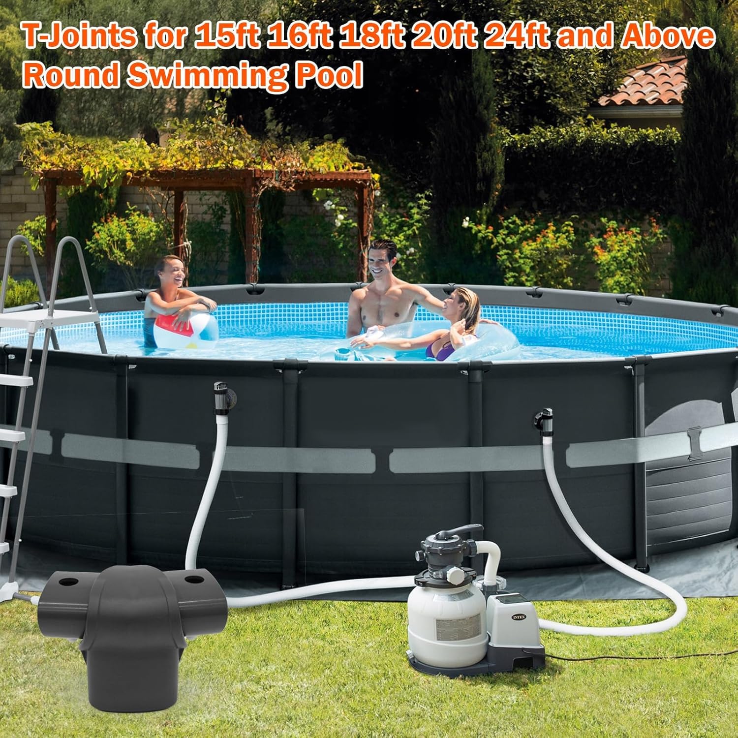 Lomens 12427 T-Joint Fits for Intex 15ft 16ft 18ft 20ft 24ft Above Round Ultra Frame Pool 12427A Leg & Beam T-Joint Replacement Part - 2Pack