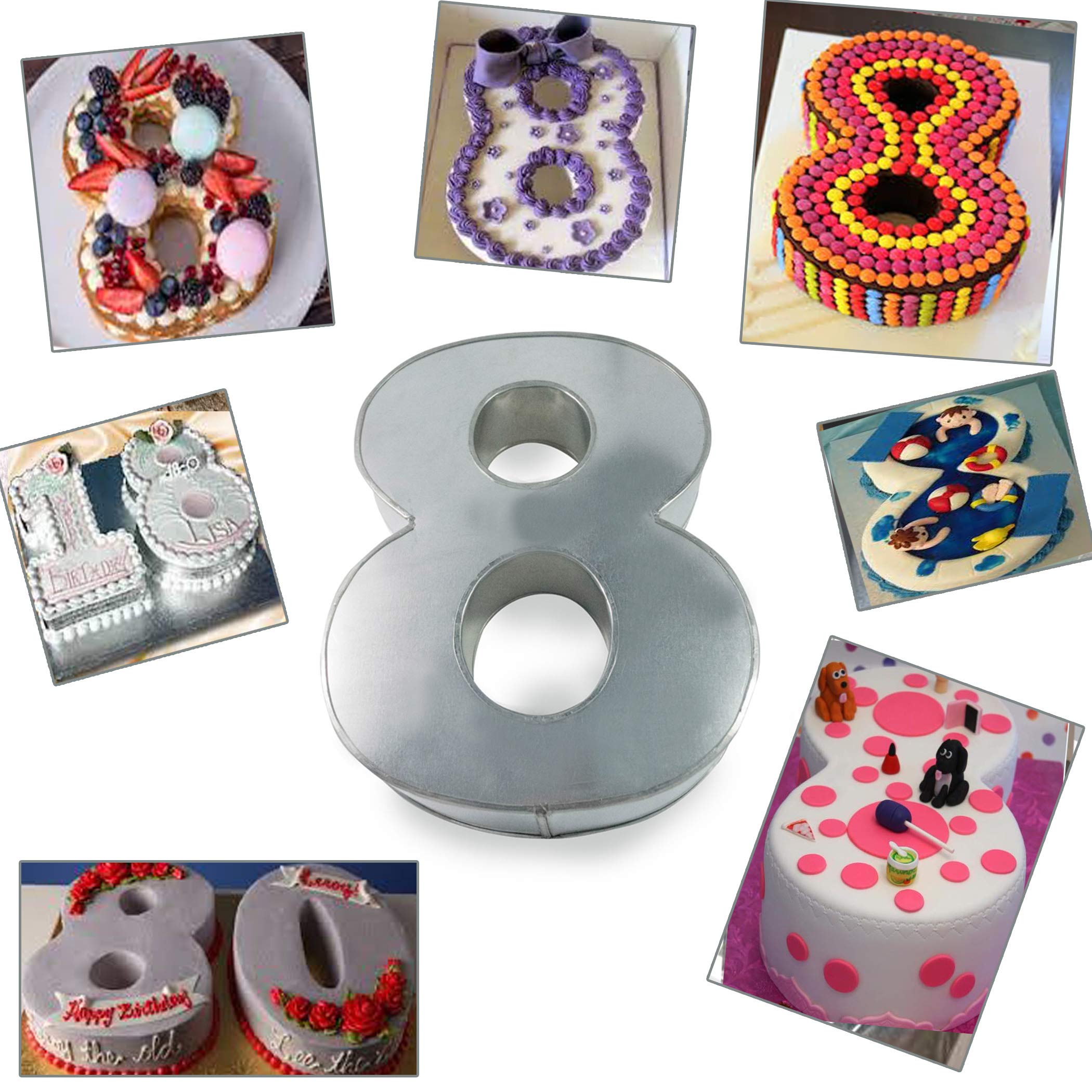 Small Number Eight Birthday/Wedding Anniversary Cake Tins/Cake Pans/Cake Mould 10" x 8" x 2.5" Deep