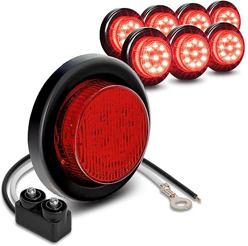 TRUE MODS - 8 luces LED redondas de 2 pulgadas y 12 V DOT FMVSS 108 SAE P2 lente reflector ojales y enchufes montaje empotrado impermeable IP67