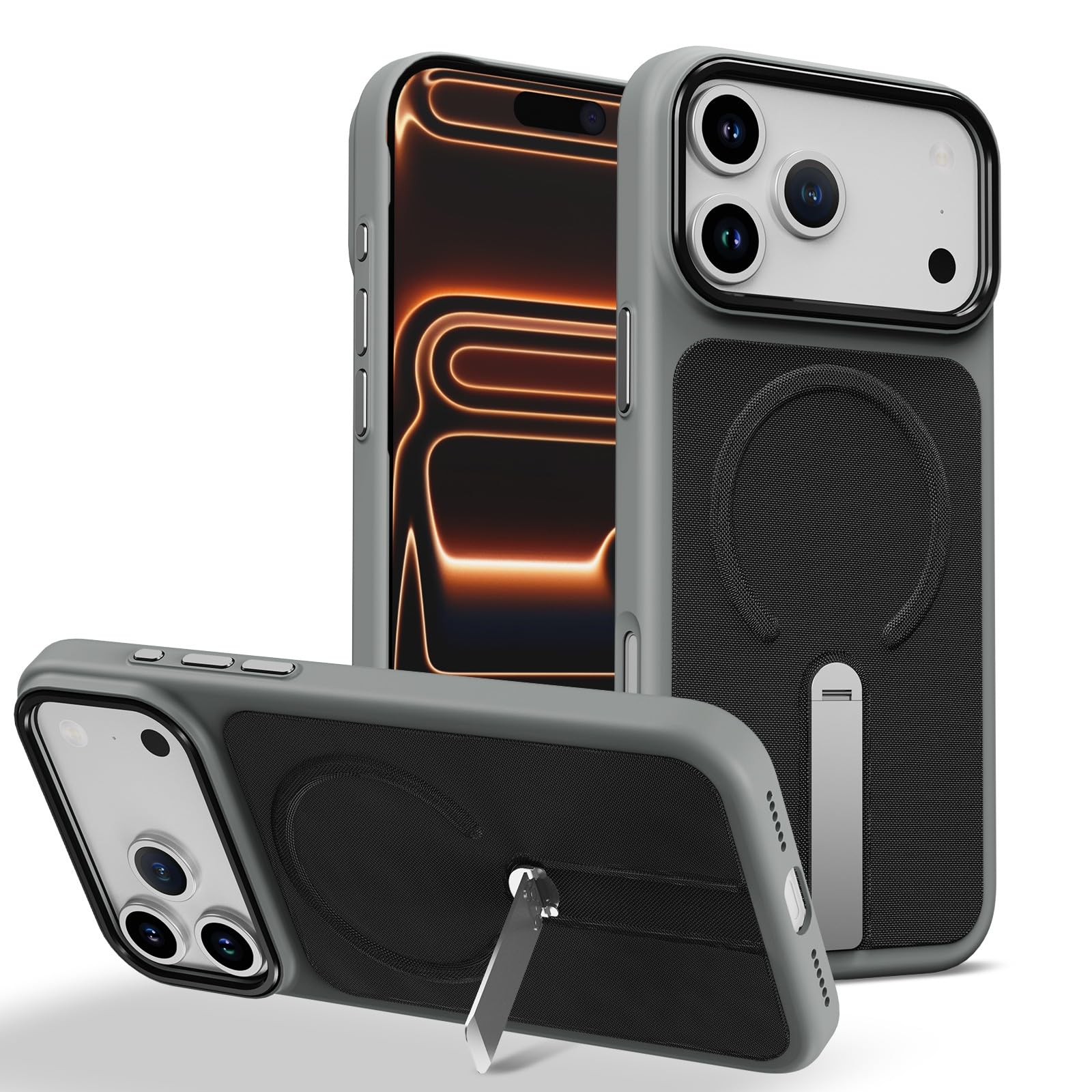 Coque iPhone Air antichoc gris noir, étui silicone rigide et support vidéo - 8