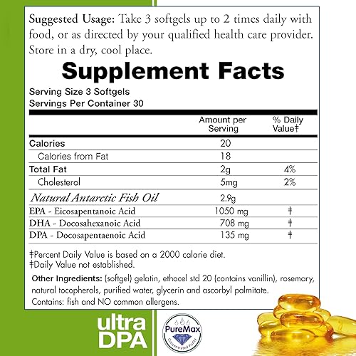 Miniatura 2 de Paquete de 3 aceite de pescado natural capturado en la naturaleza DPA Omega 3 DPA-EPA-DHA Suplemento de aceite de pescado de 2,900 miligramos -