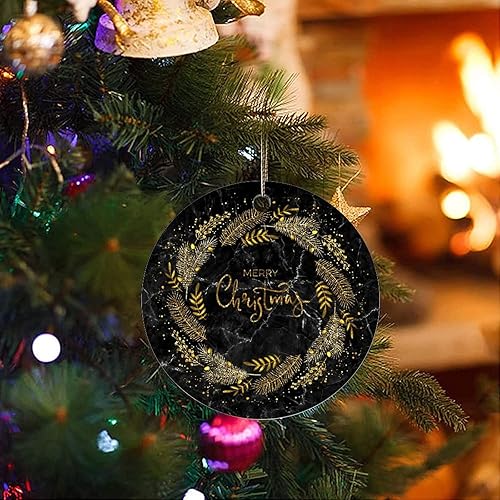 Miniatura 3 de Two-Side Printed Merry Christmas Marble Ceramic Christmas Ornament Novelty for Family Friends Kids Abstract Christmas Keepsake Pendants