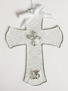 Roman 25th Silver Wedding Anniversary Glass Wall Cross